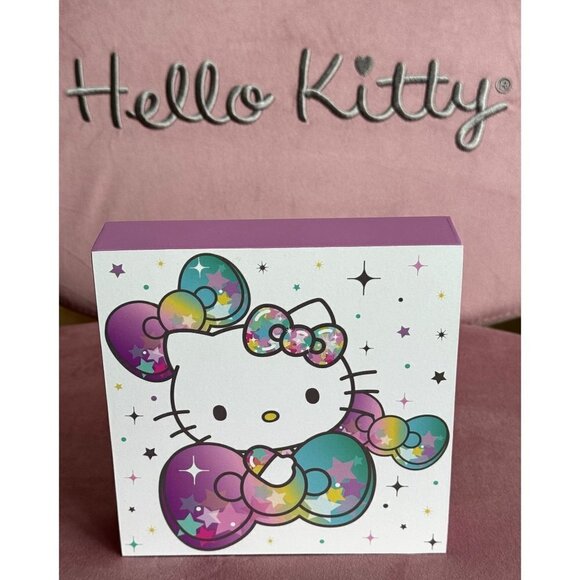 Hello Kitty Bow Stars & Glitter Box Sign Wall Art, 6 x 6 - Picture 1 of 3